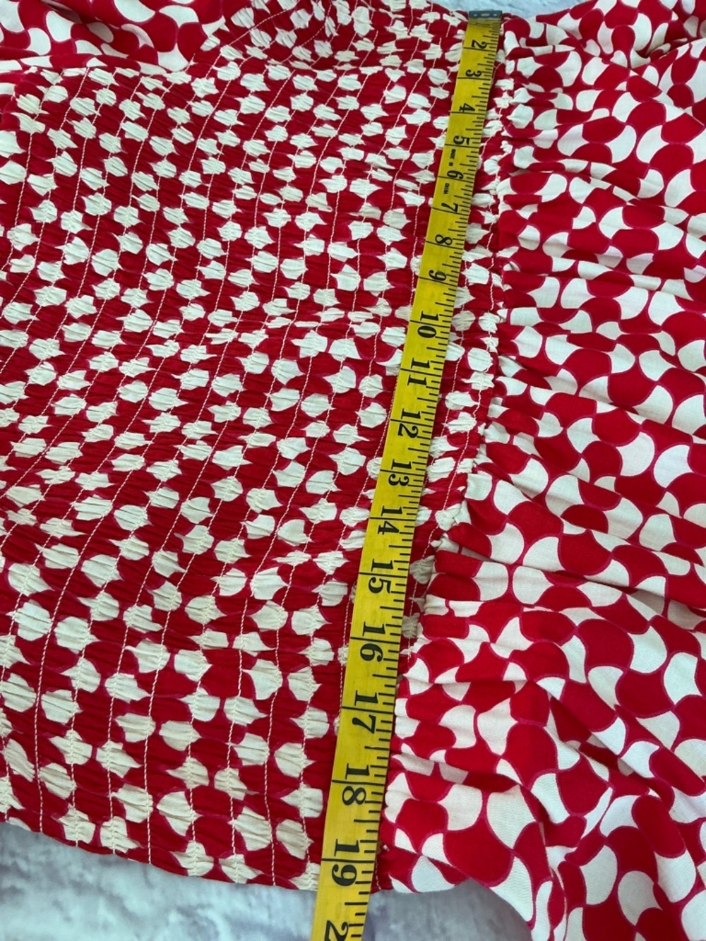 Ava & Viv Red Smocked Square-Neck Midi Summer Beach Red/White Dress 100%Cotton - Picture 11 of 13